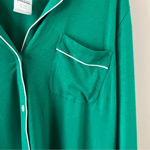J crew factory 2 piece pajama set Ladies size xxl Green white trim pjs - Picture 2 of 9